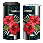 Sierra Leone 4 in 1 Can Cooler Tumbler Red Hibiscus Floral Design