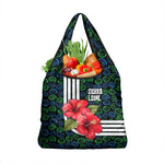Sierra Leone Grocery Bag Red Hibiscus Floral Design