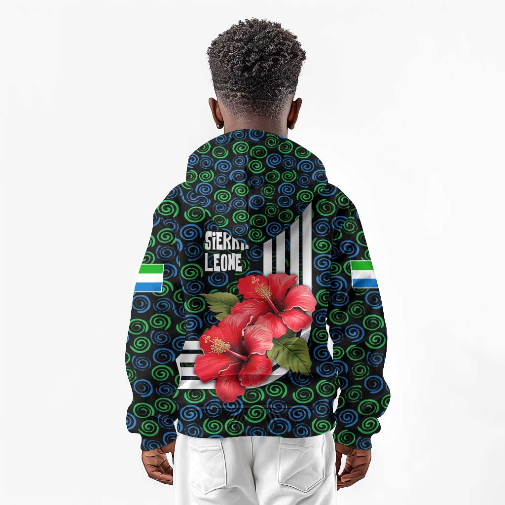 Sierra Leone Kid Hoodie Red Hibiscus Floral Design