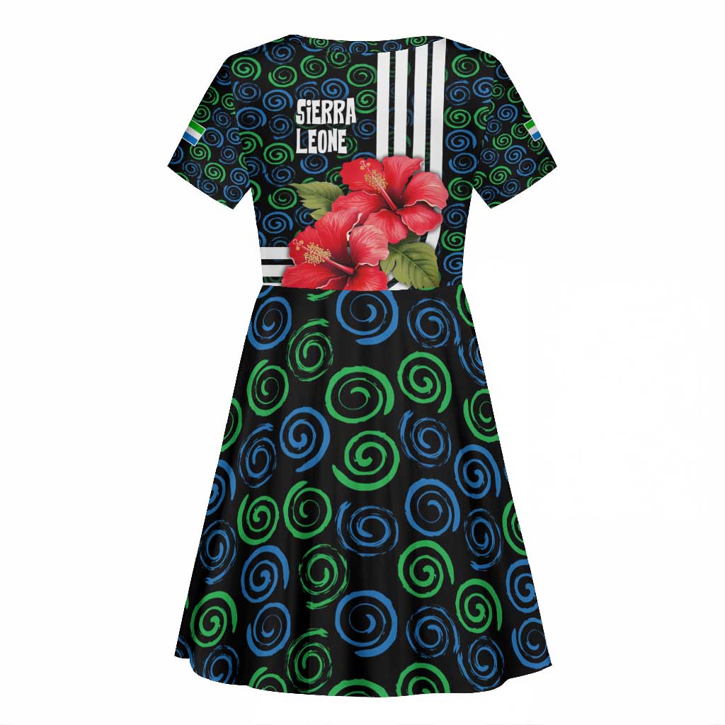 Sierra Leone Kid Short Sleeve Dress Red Hibiscus Floral Design