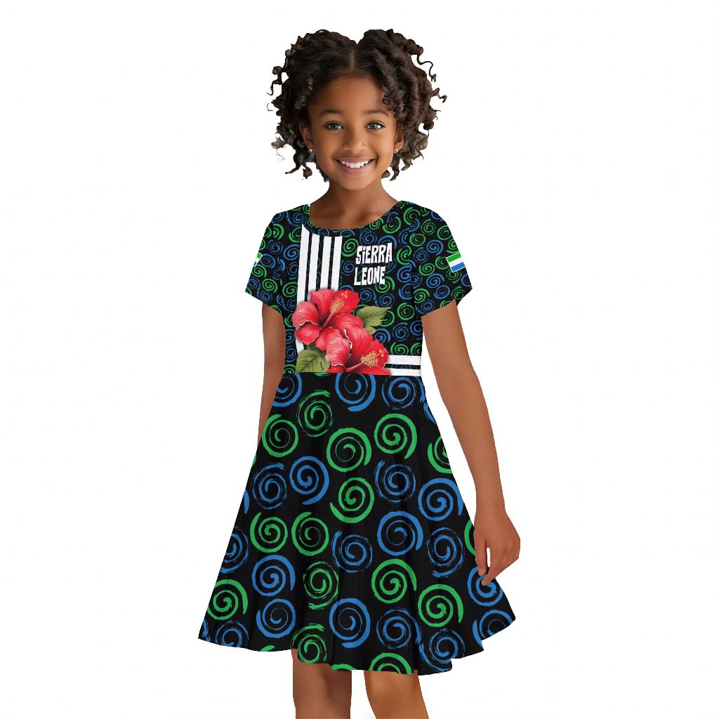 Sierra Leone Kid Short Sleeve Dress Red Hibiscus Floral Design