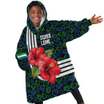 Sierra Leone Kid Wearable Blanket Hoodie Red Hibiscus Floral Design