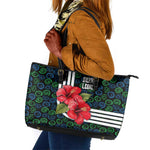 Sierra Leone Leather Tote Bag Red Hibiscus Floral Design