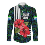 Sierra Leone Long Sleeve Button Shirt Red Hibiscus Floral Design