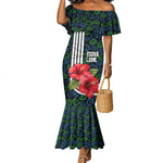 Sierra Leone Mermaid Dress Red Hibiscus Floral Design