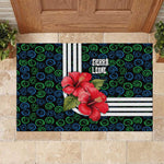 Sierra Leone Rubber Doormat Red Hibiscus Floral Design