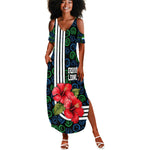 Sierra Leone Summer Maxi Dress Red Hibiscus Floral Design