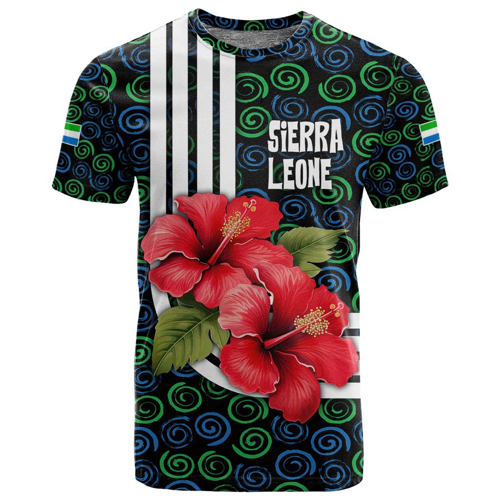 Sierra Leone T shirt Red Hibiscus Floral Design