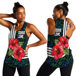 Sierra Leone Women Racerback Tank Red Hibiscus Floral Design