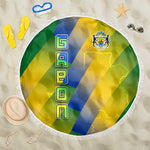 Gabon Flag Beach Blanket - National Coat of Arms and Vertical Design