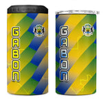 Gabon Flag 4 in 1 Can Cooler Tumbler - National Coat of Arms and Vertical Design