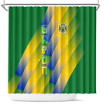Gabon Flag Shower Curtain - National Coat of Arms and Vertical Design