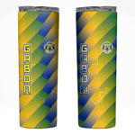 Gabon Flag Skinny Tumbler - National Coat of Arms and Vertical Design