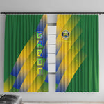Gabon Flag Window Curtain - National Coat of Arms and Vertical Design