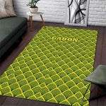 Gabon Tribal Pattern Area Rug - National Flag Colors and Bold Text Design