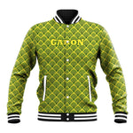 Gabon Tribal Pattern Baseball Jacket - National Flag Colors and Bold Text Design