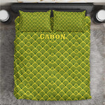 Gabon Tribal Pattern Bedding Set - National Flag Colors and Bold Text Design