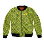 Gabon Tribal Pattern Bomber Jacket - National Flag Colors and Bold Text Design