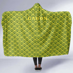 Gabon Tribal Pattern Hooded Blanket - National Flag Colors and Bold Text Design