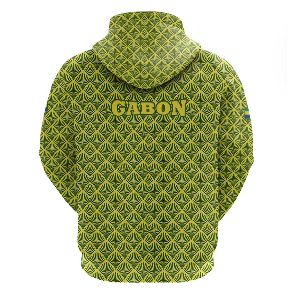 Gabon Tribal Pattern Hoodie - National Flag Colors and Bold Text Design