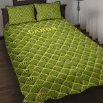 Gabon Tribal Pattern Quilt Bed Set - National Flag Colors and Bold Text Design