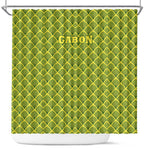 Gabon Tribal Pattern Shower Curtain - National Flag Colors and Bold Text Design