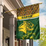 Gabon Garden Flag - Tribal Print and Fierce Panther Graphic in National Flag Colors