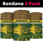 Gabon Neck Gaiter - Tribal Print and Fierce Panther Graphic in National Flag Colors TS04