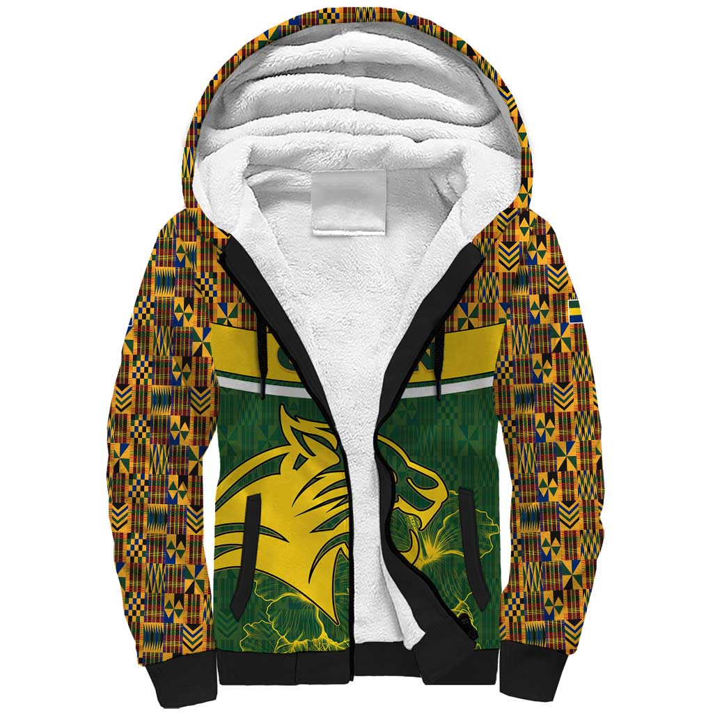Gabon Zip Hoodie - Black Panther Graphic and Hibiscus Flower Design in National Colors TS04 main image 1