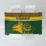 Gabon Tablecloth - Tribal Print and Fierce Panther Graphic in National Flag Colors