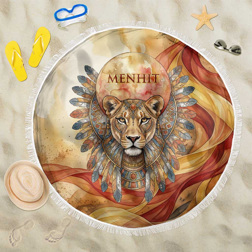 Menhit Beach Blanket Lioness Warrior Goddess Uraeus Serpent Fire And menhit-beach-blanket-lioness-warrior-goddess-uraeus-serpent-fire-and