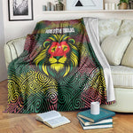 Togo Blanket Red Lion Head Design and Traditional African Pattern