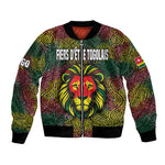 Togo Bomber Jacket Red Lion Head Design and Traditional African Pattern