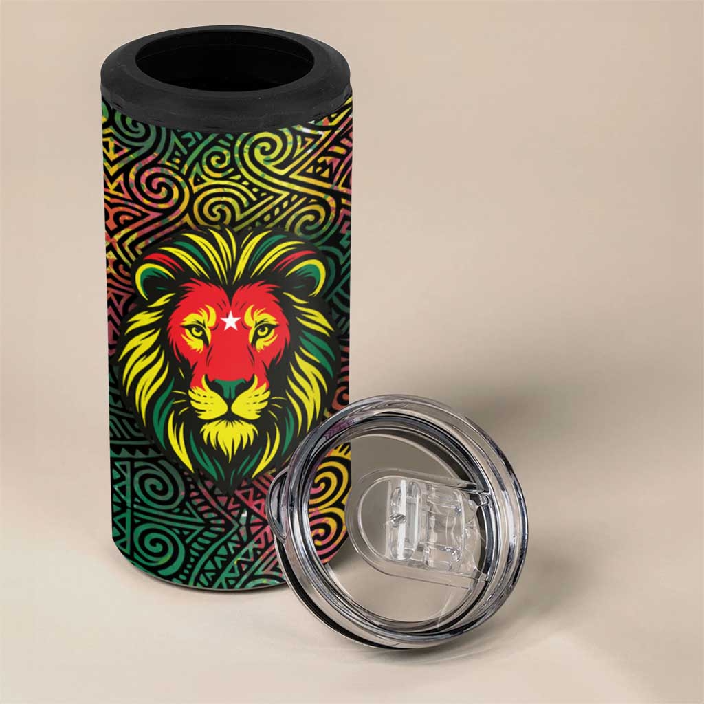 Togo 4 in 1 Can Cooler Tumbler Red Lion Head Design and Traditional African Pattern
