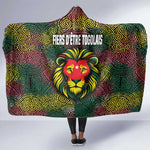 Togo Hooded Blanket Red Lion Head Design and Traditional African Pattern