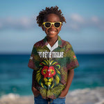 Togo Kid Hawaiian Shirt Red Lion Head Design and Traditional African Pattern
