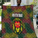 Togo Quilt Red Lion Head Design and Traditional African Pattern