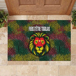 Togo Rubber Doormat Red Lion Head Design and Traditional African Pattern