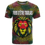 Togo T shirt Red Lion Head Design and Traditional African Pattern