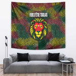 Togo Tapestry Red Lion Head Design and Traditional African Pattern