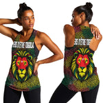 Togo Women Racerback Tank Red Lion Head Design and Traditional African Pattern