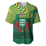 Togo Baseball Jersey - Red Twin Lions and Travail Liberté Patrie Slogan