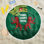 Togo Beach Blanket - Red Twin Lions and Travail Liberté Patrie Slogan