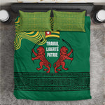 Togo Bedding Set - Red Twin Lions and Travail Liberté Patrie Slogan