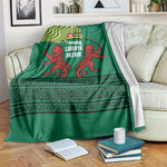 Togo Blanket - Red Twin Lions and Travail Liberté Patrie Slogan