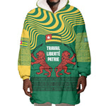 Togo Wearable Blanket Hoodie - Red Twin Lions and Travail Liberté Patrie Slogan
