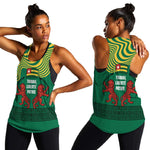 Togo Women Racerback Tank - Red Twin Lions and Travail Liberté Patrie Slogan