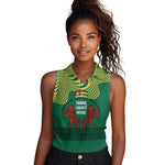 Togo Women Sleeveless Polo Shirt - Red Twin Lions and Travail Liberté Patrie Slogan