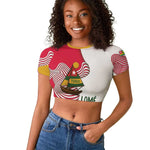 Lome Togo Raglan Cropped T shirt - Sailboat and Sunset – Where the Sun Kisses the Sea