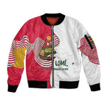 Lome Togo Sleeve Zip Bomber Jacket - Sailboat and Sunset – Where the Sun Kisses the Sea
